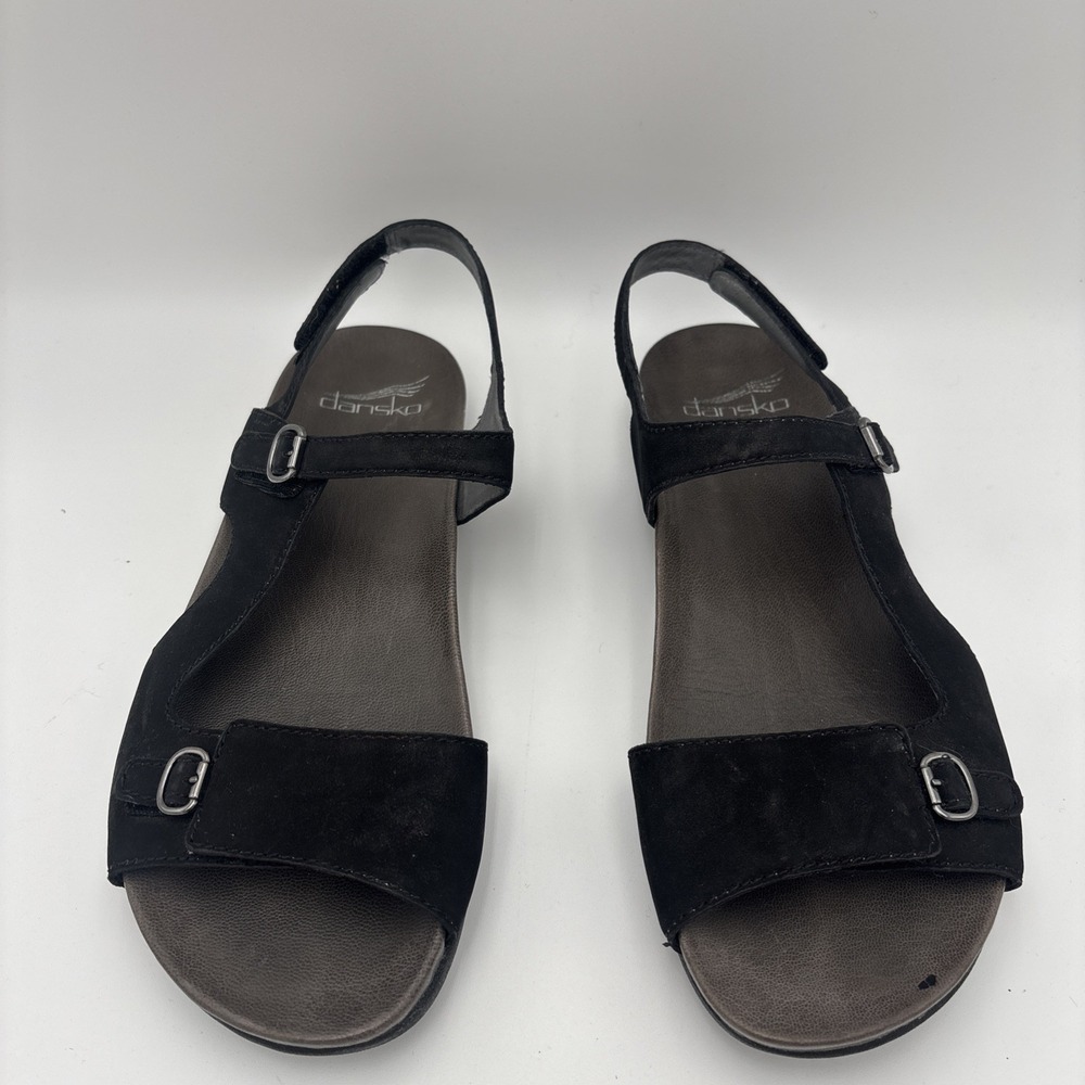 Dansko Sandals Womens Tricia Milled Burnished Wedge Black Comfort 38 - Picture 2 of 14
